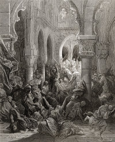 The Crusaders massacre the inhabitants of Caesarea, illustration from 