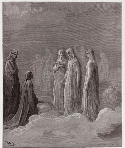 The Divine Comedy, Paradiso, Canto 3: The First Realm: Piccarda Donati and the Souls Whose Vows Had Been Broken - by Dante Alighieri (1265-1321) - Illustration by Gustave Dore (1832-1883) by Gustave Dore