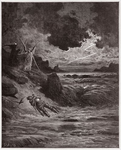 The Divine Comedy, Purgatorio, Canto 5: The body of Buonconte da Montefeltro in the Arno - by Dante Alighieri - Illustration by Gustave Doré by Gustave Dore