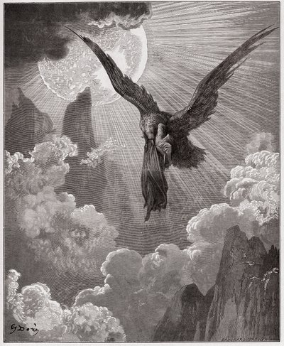 The Divine Comedy, Purgatorio, Canto 9: Dante, in a dream, is carried off by an eagle - by Dante Alighieri (1265-1321) - Illustration by Gustave Dore (1832-1883) by Gustave Dore