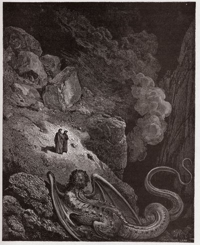 The Divine Comedy, Inferno, Canto 17: Geryon, Symbol of Deceit - by Dante Alighieri (1265-1321) - Illustration by Gustave Dore (1832-1883) by Gustave Dore