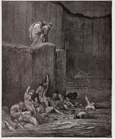 The Divine Comedy, Inferno, Canto 18: Paramours and flatterers in the eighth circle - by Dante Alighieri - Illustration by Gustave Dore by Gustave Dore