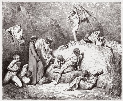 The Divine Comedy, Inferno, Canto 28: Mutilated sowers of discord in the ninth bolgia - by Dante Alighieri (1265-1321) - Illustration by Gustave Dore (1832-1883) by Gustave Dore