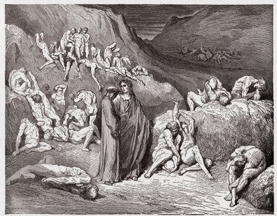 The Divine Comedy, Inferno, Canto 29: The falsifiers and forgers tormented with itching - Illustration by Gustave Dore by Gustave Dore