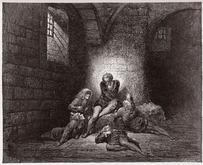 The Divine Comedy, Inferno, Canto 33: Ugolino and his sons immured and starving (Illustration by Gustave Dore) by Gustave Dore