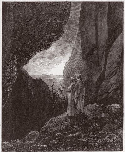 The Divine Comedy, Inferno, Canto 34: Virgil and Dante Ascend to the Upper World - by Dante Alighieri (1265-1321) - Illustration by Gustave Dore (1832-1883) by Gustave Dore