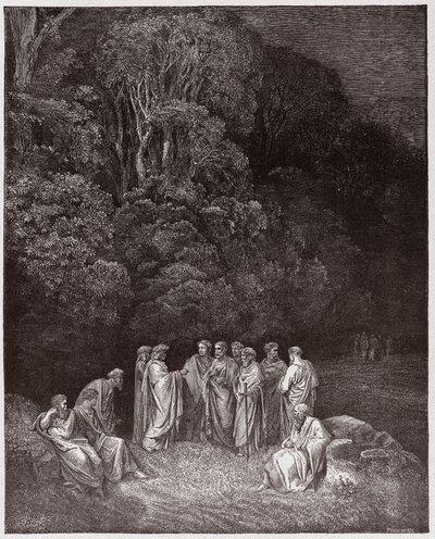 The Divine Comedy, Inferno, Canto 4: Homer, the poets, and heroes in Limbo - Illustration by Gustave Dore by Gustave Dore