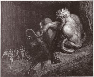 The Divine Comedy, Inferno, Canto 5: Minos judges the transgressions and dispatches the souls - by Dante Alighieri - Illustration by Gustave Dore by Gustave Dore