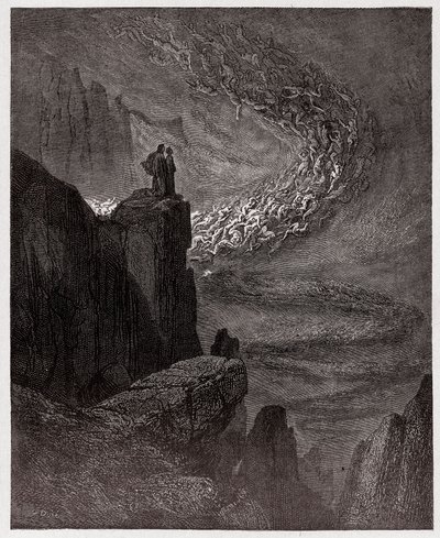 The Divine Comedy, Inferno, Canto 5: Minos judges the transgressions and dispatches the souls (Illustration by Gustave Dore) by Gustave Dore
