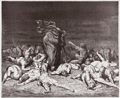 The Divine Comedy, Inferno, Canto 6: The Gluttons Battered by Eternal Rain - by Dante Alighieri (1265-1321) - Illustration by Gustave Dore (1832-1883) by Gustave Dore