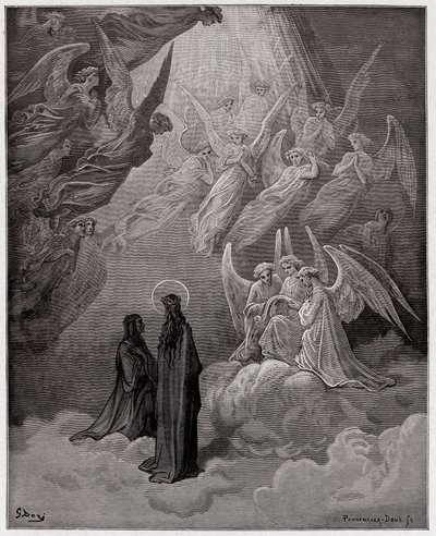 The Divine Comedy, Paradiso, Canto 20: The luminous souls sing - Illustration by Gustave Dore by Gustave Dore