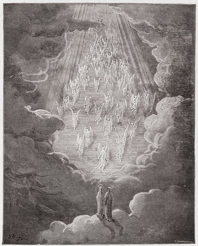 The Divine Comedy, Paradiso, Canto 21: Beatrice and Dante in the sphere of Saturn - Illustration by Gustave Dore by Gustave Dore