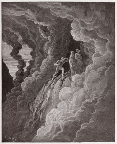 The Divine Comedy, Purgatorio, Canto 16: Marco Lombardo follows the poets through the smoke - by Dante Alighieri - Illustration by Gustave Dore by Gustave Dore