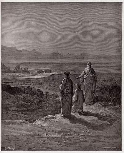 The Divine Comedy, Purgatorio, Canto 1: Dante kneels before Statius (Illustration by Gustave Dore) by Gustave Dore