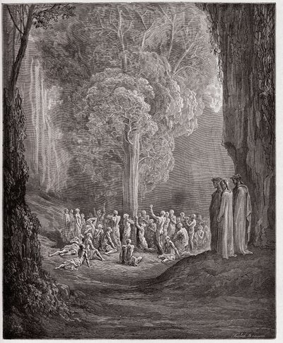 The Divine Comedy, Purgatorio, Canto 24: The Gluttonous Souls Crying Out Beneath the Tree - by Dante Alighieri (1265-1321) - Illustration by Gustave Dore (1832-1883) by Gustave Dore