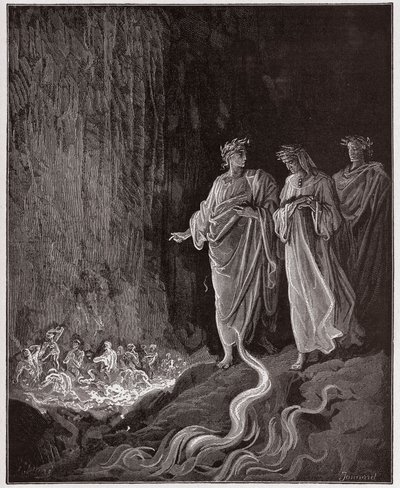 The Divine Comedy, Purgatorio, Canto 25: The Poets in the Seventh Circle - by Dante Alighieri (1265-1321) - Illustration by Gustave Dore (1832-1883) by Gustave Dore