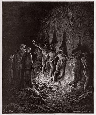 The Divine Comedy, Purgatorio, Canto 25: The lustful pass through fire in the seventh circle - by Dante Alighieri - Illustration by Gustave Doré by Gustave Dore