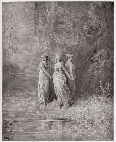 The Divine Comedy, Purgatorio, Canto 29: Charity, Hope, and Faith - by Dante Alighieri (1265-1321) - Illustration by Gustave Dore (1832-1883) by Gustave Dore