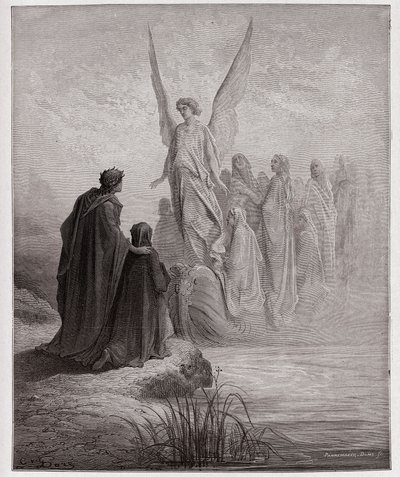 The Divine Comedy, Purgatorio, Canto 2: The celestial pilot lands the boat (Illustration by Gustave Dore) by Gustave Dore