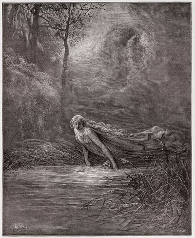 The Divine Comedy, Purgatorio, Canto 31: Dante submerged in the River Lethe - by Dante Alighieri - Illustration by Gustave Doré by Gustave Dore