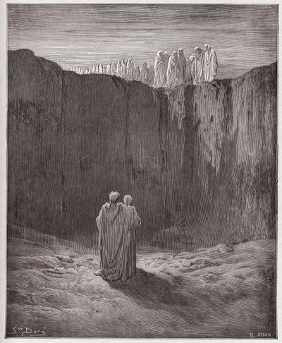 The Divine Comedy, Purgatorio, Canto 3: The company of souls upon the cliff - by Dante Alighieri (1265-1321) - Illustration by Gustave Dore (1832-1883) by Gustave Dore