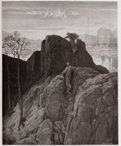 The Divine Comedy, Purgatorio, Canto 4: Virgil leads Dante up the rugged mountainside (Illustration by Gustave Dore) by Gustave Dore