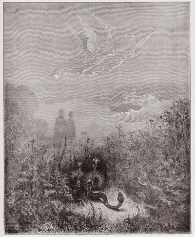 The Divine Comedy, Purgatorio, Canto 8: The angels drive the serpent away - by Dante Alighieri - Illustration by Gustave Doré by Gustave Dore