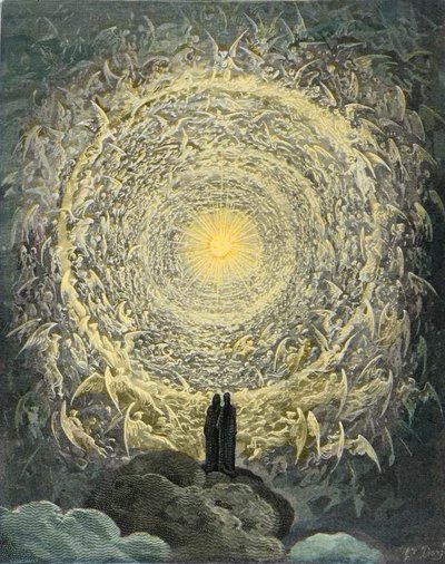 The Divine Comedy, Paradiso, Canto 31: The saintly throng form a rose in the empyrean (rose celeste) - by Dante Alighieri (1265-1321) by Gustave Dore