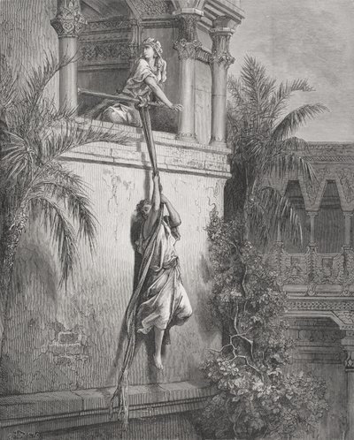 The Escape of David Through the Window, Illustration from Dore