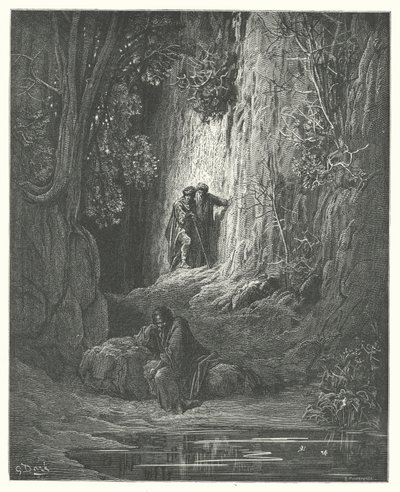 The Fables of La Fontaine: The Arbitrator, Almoner, and Hermit by Gustave Dore
