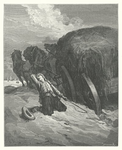 The Fables of La Fontaine: The Carter Stuck in the Mud by Gustave Dore
