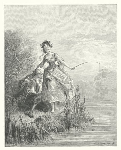 The Fables of La Fontaine: The Fish and the Shepherd Who Played on the Clarionet by Gustave Dore
