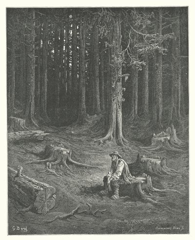 The Fables of La Fontaine: The Forest and the Woodman by Gustave Dore