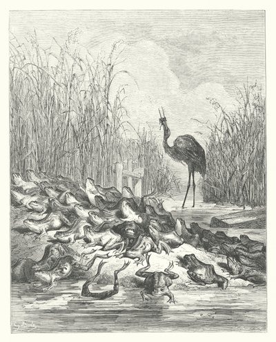 The Fables of La Fontaine: The Frogs who asked for a King by Gustave Dore
