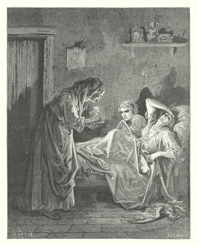 The Fables of La Fontaine: The Old Woman and Her Servants by Gustave Dore