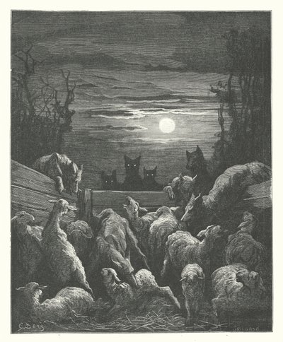 The Fables of La Fontaine: The Wolves and the Sheep (engraving) by Gustave Dore