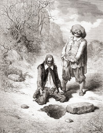 The Miser Who Lost His Treasure, from a late 19th century edition of Fables de La Fontaine by Gustave Dore