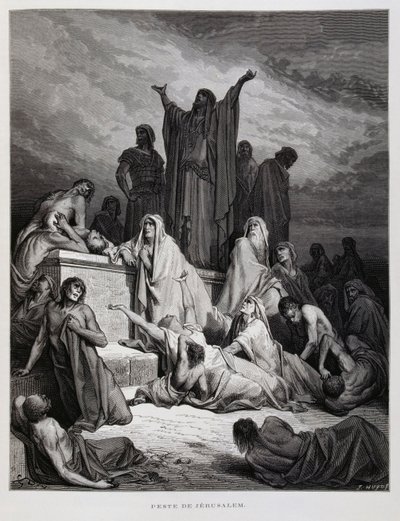 The Plague Strikes in Jerusalem (Illustration from the Dore Bible) by Gustave Dore