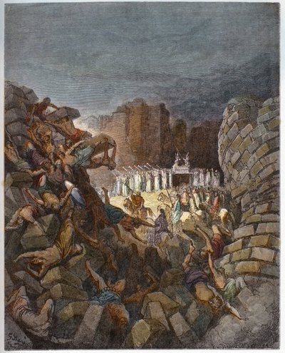 The Walls of Jericho Falling Down - The Fall of the Walls of Jericho - Engraving in 