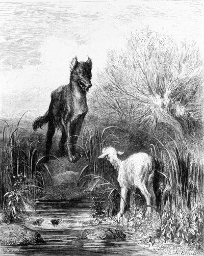 The Wolf and the Lamb Fables from La Fontaine by Doré by Gustave Dore