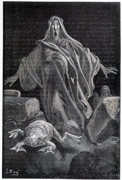 The Alarm Shouted - Illustration of Fear by Gustave Doré, Engraving by Gustave Dore