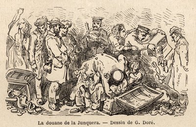 The customs of the junquera. Engraving in Le tour du monde, edited by Edouard Charton by Gustave Dore