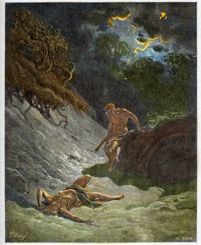 The death of Abel - Murder of Abel by Cain (engraving) by Gustave Dore