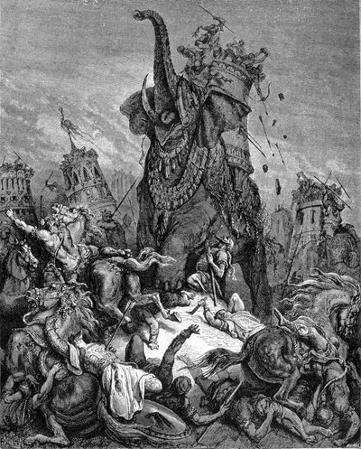 The death of Eleazar Macchabee, young brother of Judas Maccabee, under the rule of Antiochos IV Epiphane (175-164 BC). He
