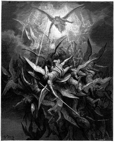 The fall of angels, Illustration by Gustave Dore for “Paradise Lost” by John Milton by Gustave Dore