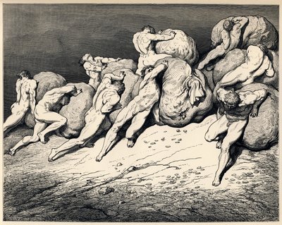 The hoarders and wasters. Illustration to the Divine Comedy by Dante Alighieri by Gustave Dore