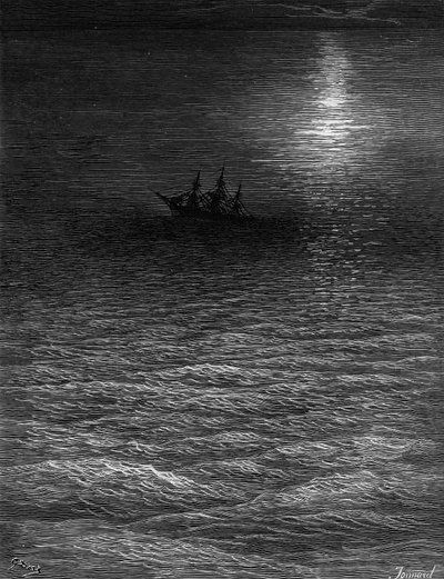 The Marooned Ship in a Moonlit Sea, Scene from 