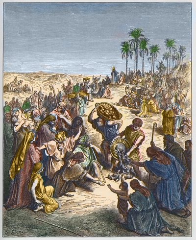 The multiplication of bread - Christ feeding the multitude by Gustave Dore