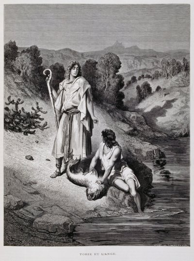 Tobias and the Angel, Illustration from the Dore Bible by Gustave Dore