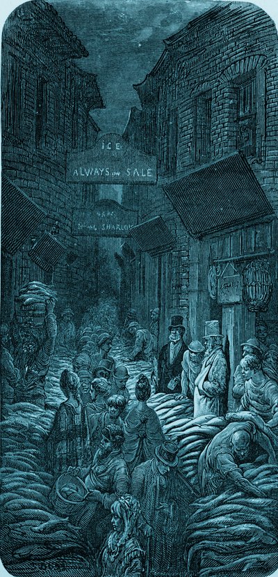Victorian Fish Market (engraving) by Gustave Dore